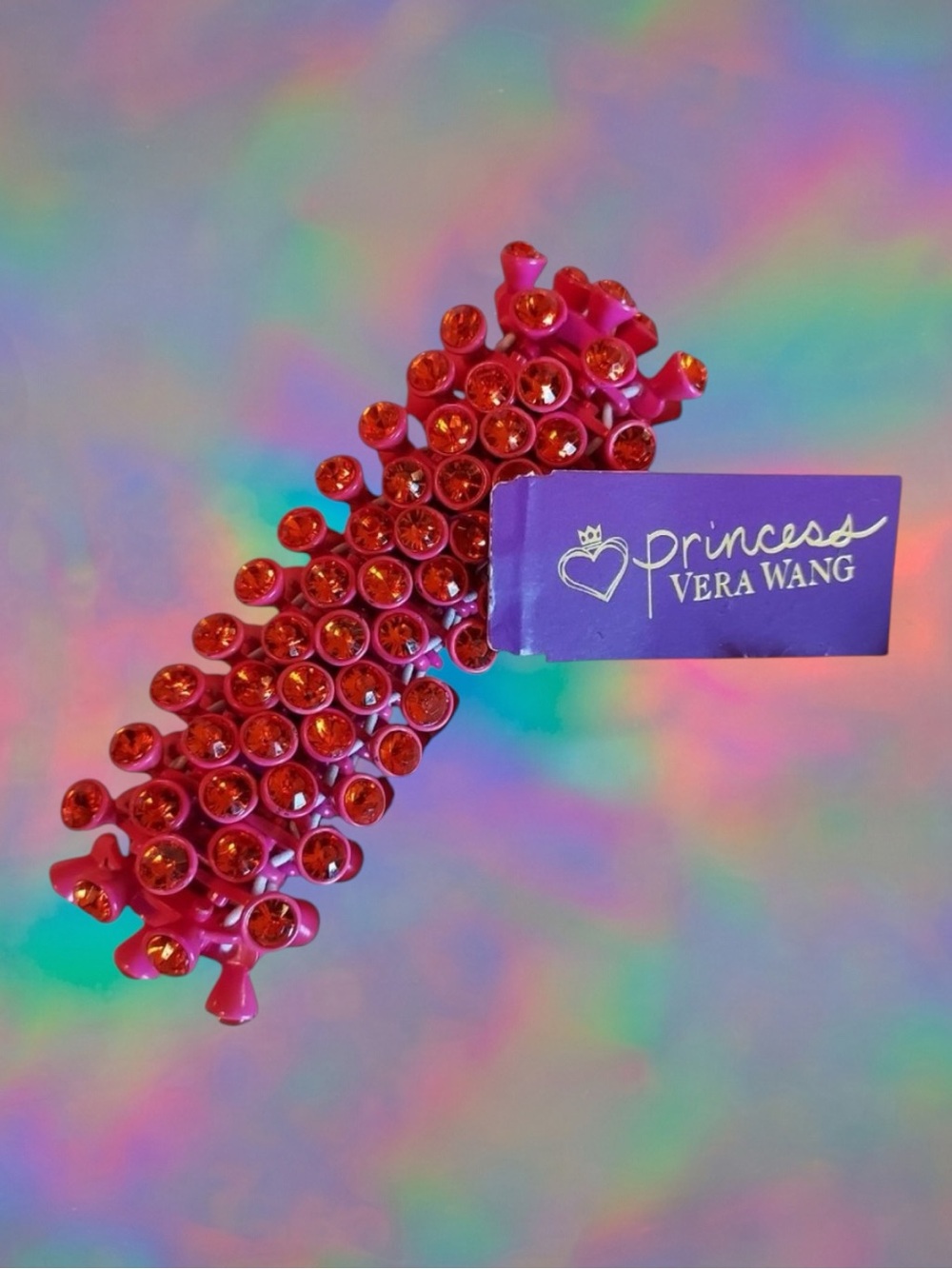 Vintage Princess Vera Wang NWT Hot Pink Y2K Rhinestone McBling Stretch Bracelet